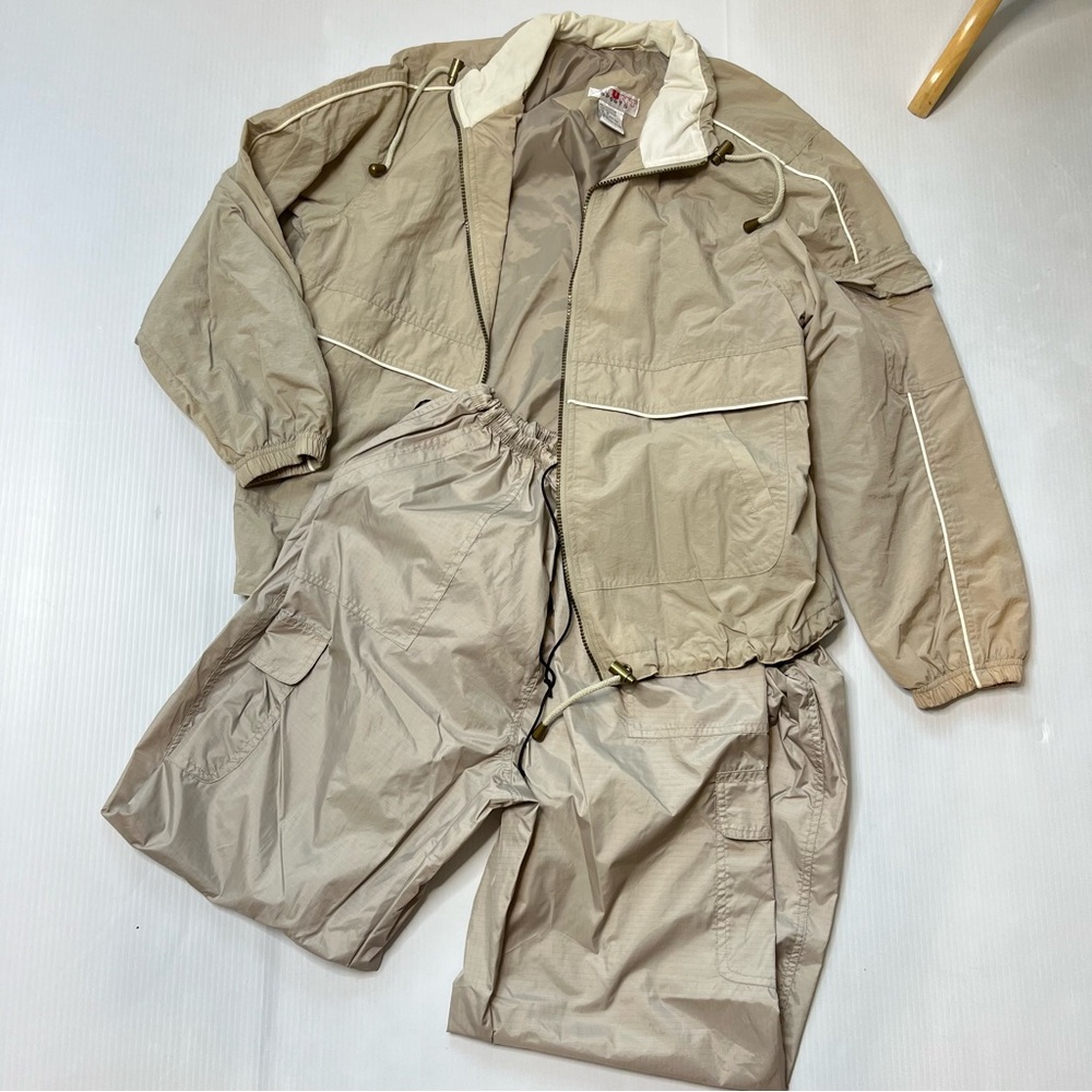 Stunt Sports Y2K Beige Wind Breaker Nylon Set
